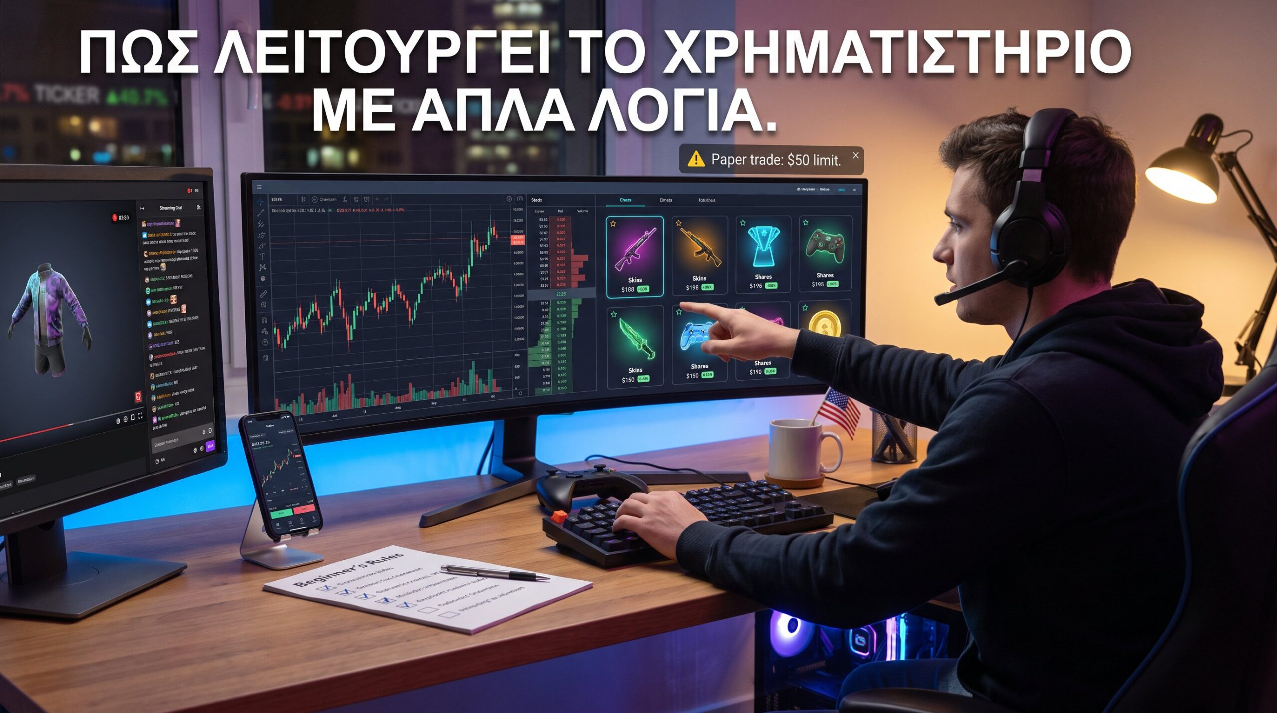 &pi;&omega;&sigma; &lambda;&epsilon;&iota;&tau;&omicron;&upsilon;&rho;&gamma;&epsilon;&iota; &tau;&omicron; &chi;&rho;&eta;&mu;&alpha;&tau;&iota;&sigma;&tau;&eta;&rho;&iota;&omicron; &mu;&epsilon; &alpha;&pi;&lambda;&alpha; &lambda;&omicron;&gamma;&iota;&alpha;